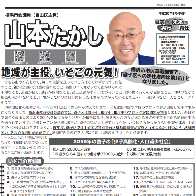 横浜市市民意識調査で、「磯子区への定住志向は第1位」となりました。